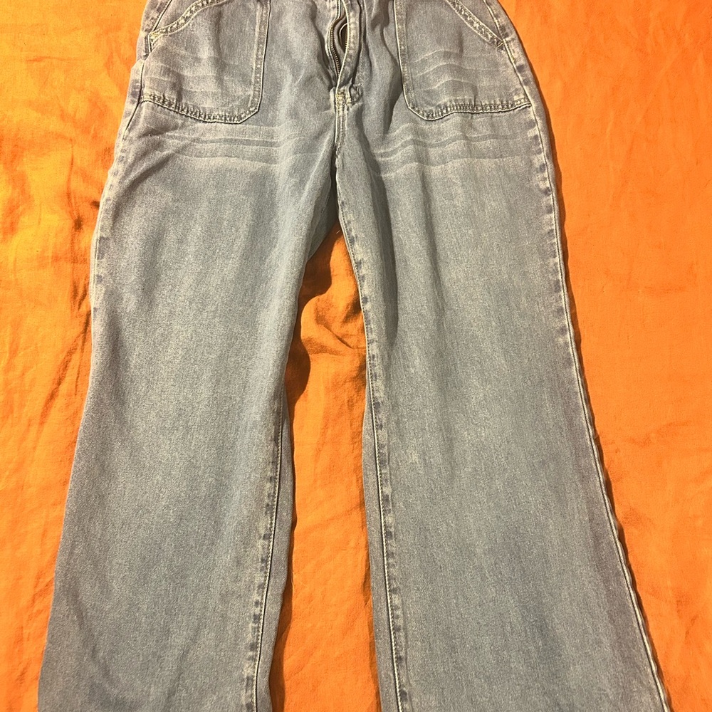Blue Flare Wide Leg Jeans